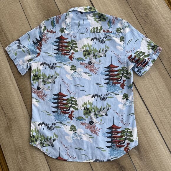 Japanese Hawaiian Men's M Shirt Firefly Lootwear LTD Ed. Dinosaurs Pagoda Nature - Picture 10 of 11